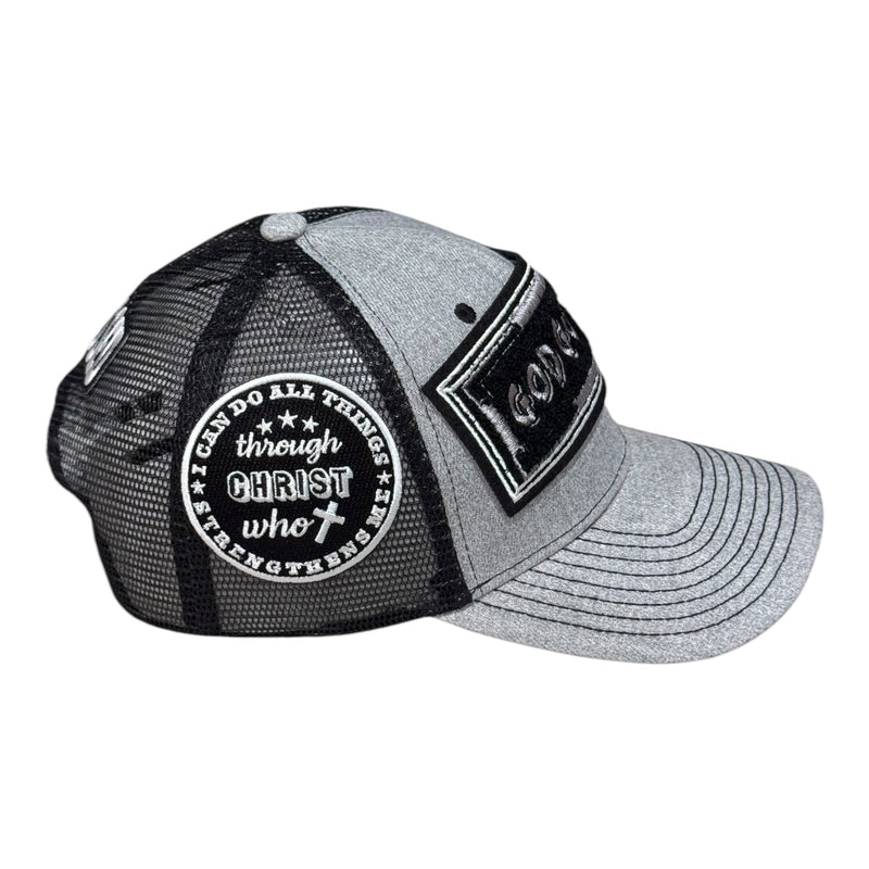 God Got Me Remixed Trucker Hat (Light Grey/Black)