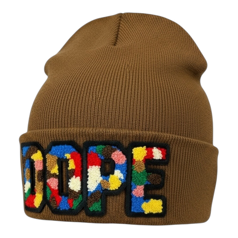 Camo Dope Beanie in Caramel Multi