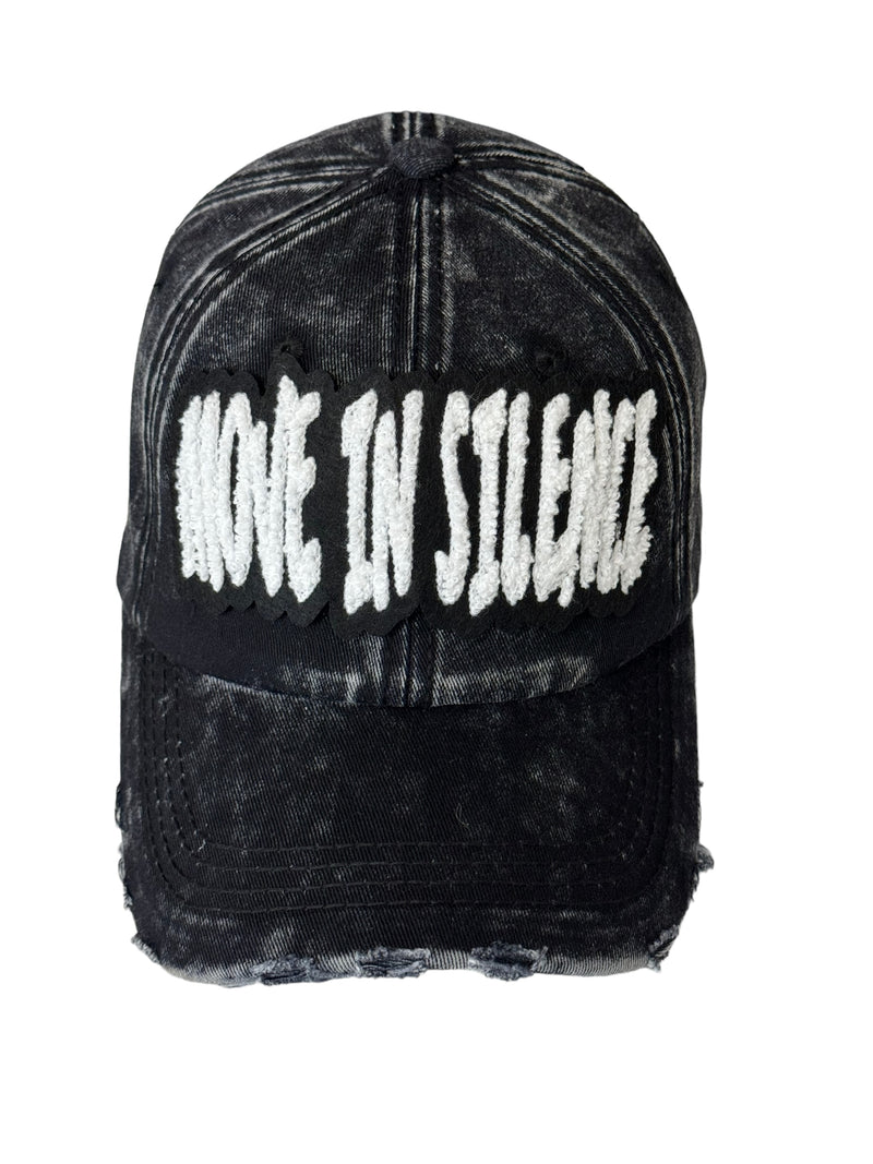 Move in Silence Distressed Baseball Cap (Black)