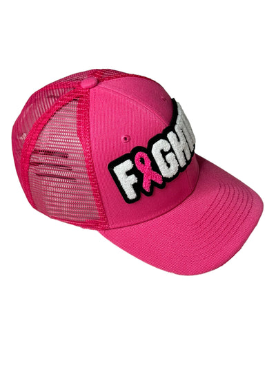 Breast Cancer Fighter Hat With Mesh Back (Fuchsia)