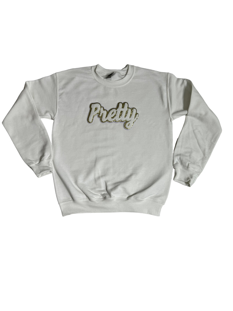 Limited Edition Pretty Sweatshirt (White/Gold Glitter) - Please Allow 2 Weeks for Processing