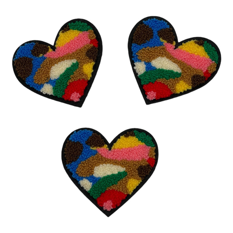 3-Piece Chenille Camo Heart Patch