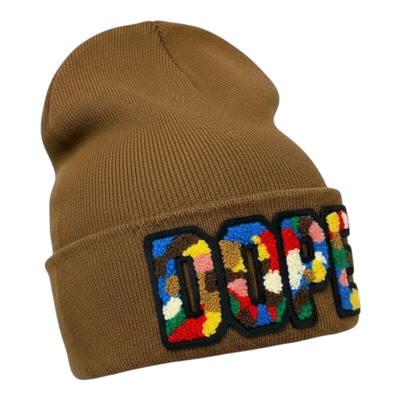 Camo Dope Beanie in Caramel Multi