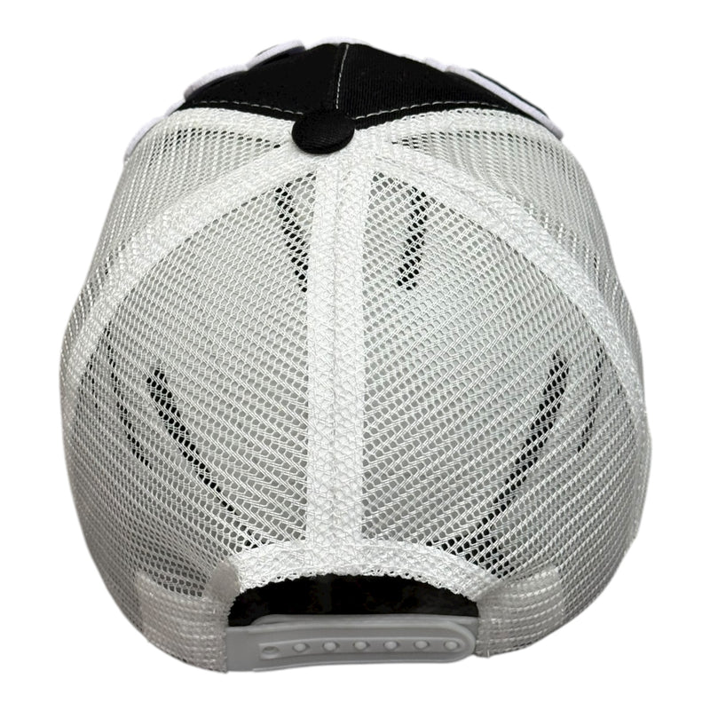 Pretty Distressed Foam Trucker Hat Black White
