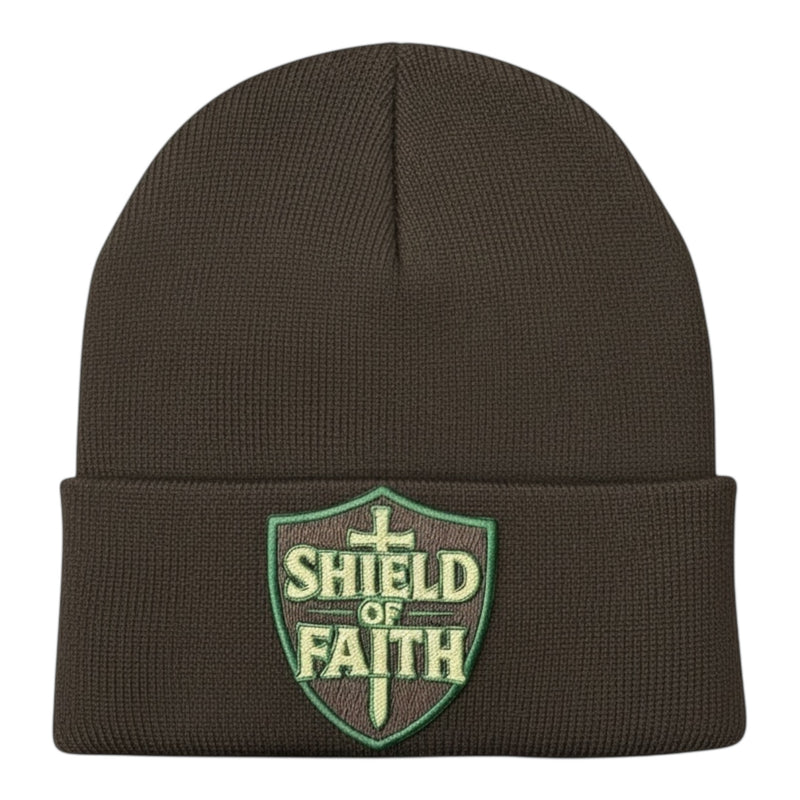 Shield of Faith Beanie in Brown Khaki Green (Limited Edition)