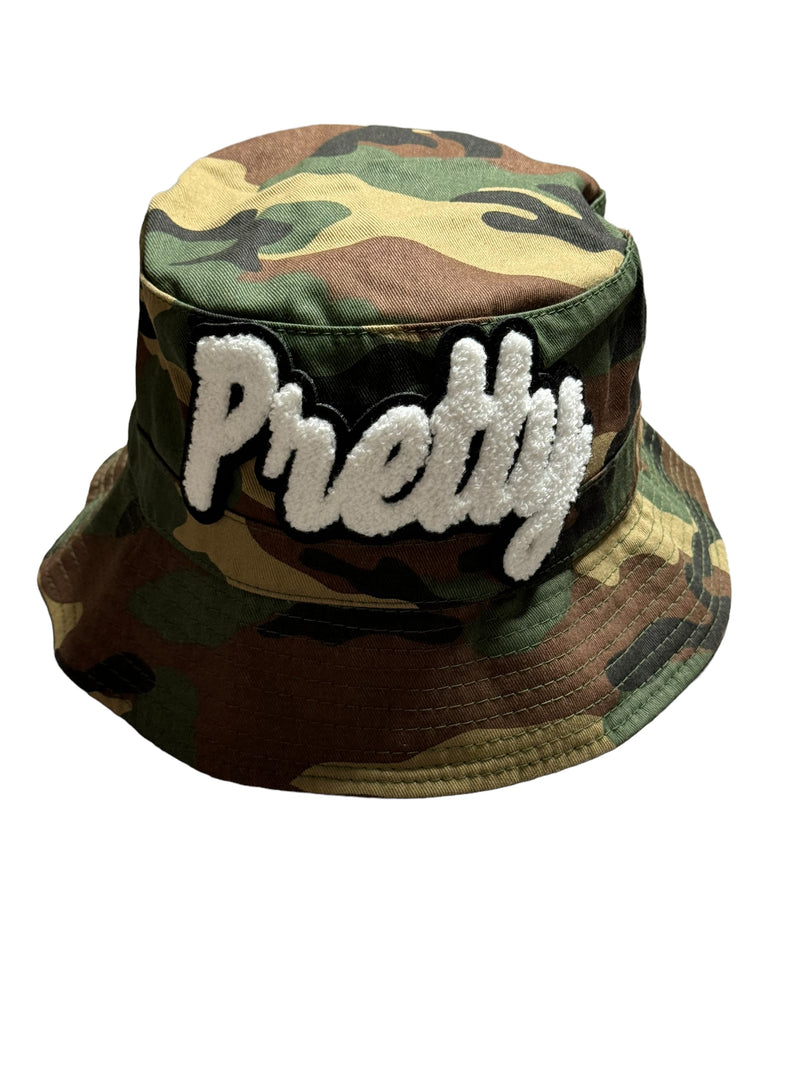Camouflage Print Pretty Bucket Hat (White)