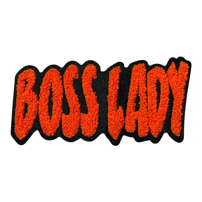 Chenille Boss Lady Patch (5.5 Inch) for Hats Orange Sew-On (Excluded from the 70% off Promotion)