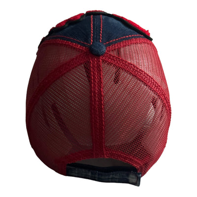 Pretty Hat, Distressed Trucker Hat with Red Mesh Back