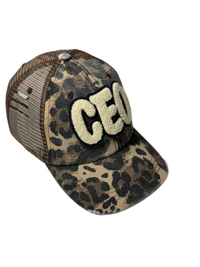 CEO Distressed Animal Print Trucker Hat