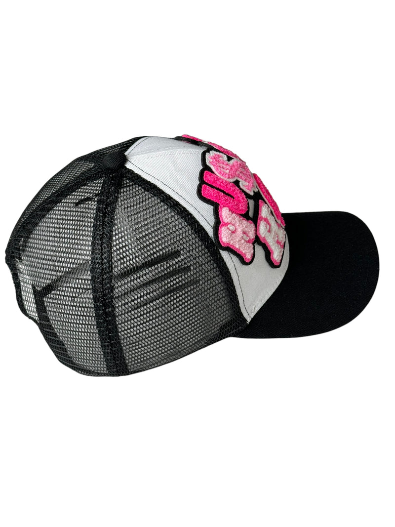 Hustle Hard Trucker Hat (Pink Multi)