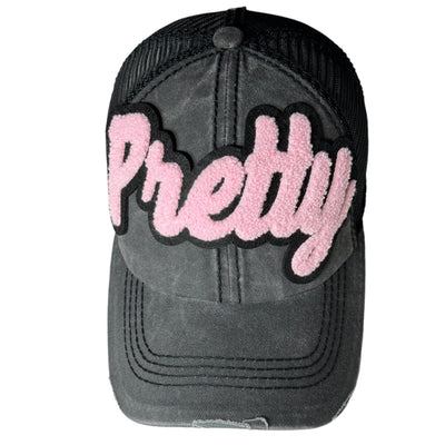 Pretty Distressed Trucker Hat with Mesh Back (Light Pink) Reanna’s Closet 2
