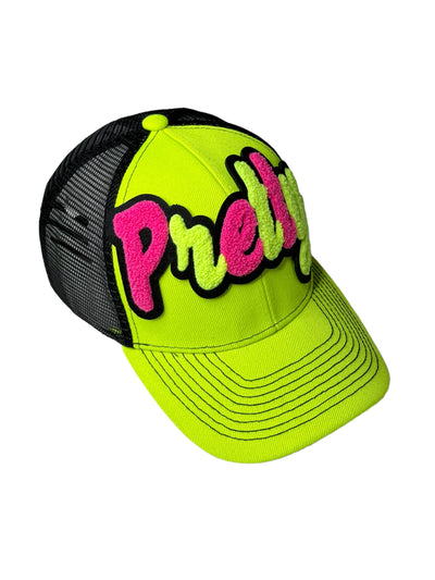 Pretty Trucker Hat with Mesh Back (Neon Yellow/Fuchsia)