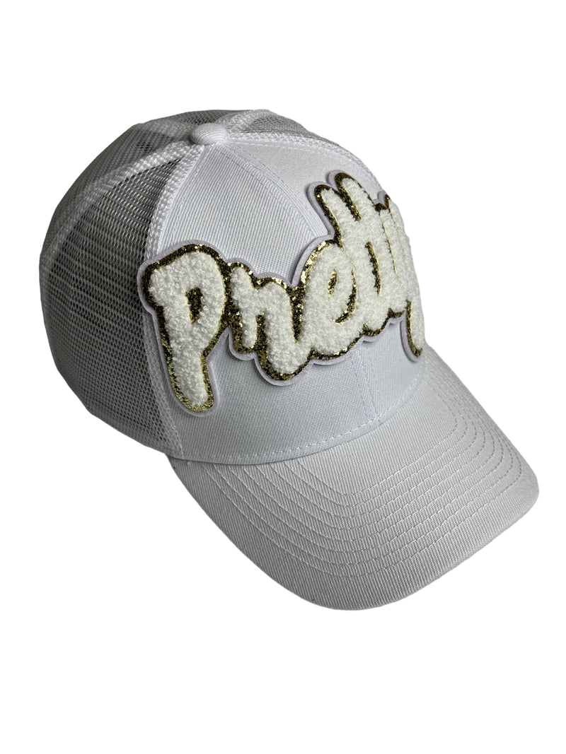 Limited Edition Pretty Trucker Hat (White/Gold Glitter)