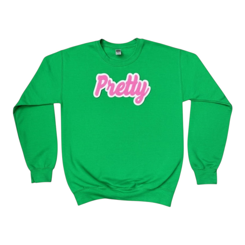 Pretty Sweatshirt Green Pink White Casual Wear Unisex