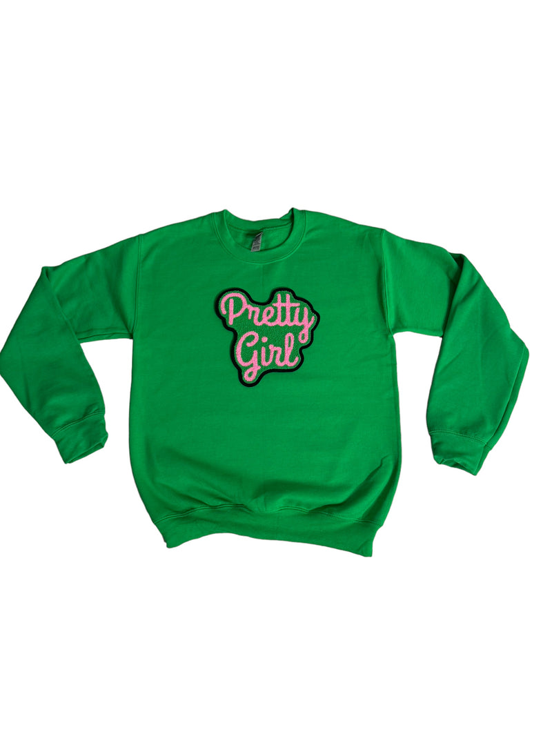 Customized Pretty Girl Sweatshirt (Green/Pink) - Please Allow 2 Weeks for Processing
