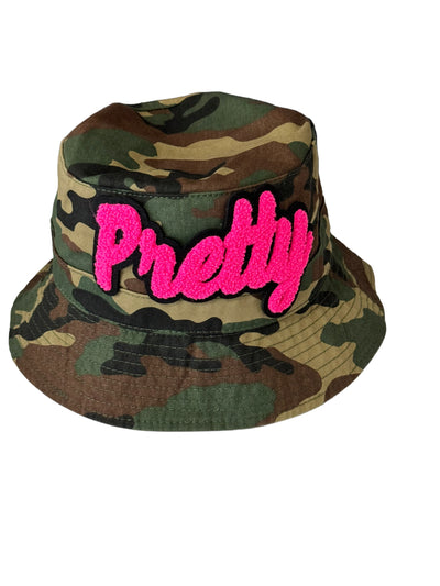 Camouflage Print Pretty Bucket Hat ( Hot Pink)