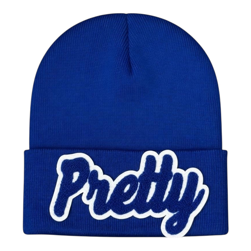 Pretty Beanie in Royal Blue White