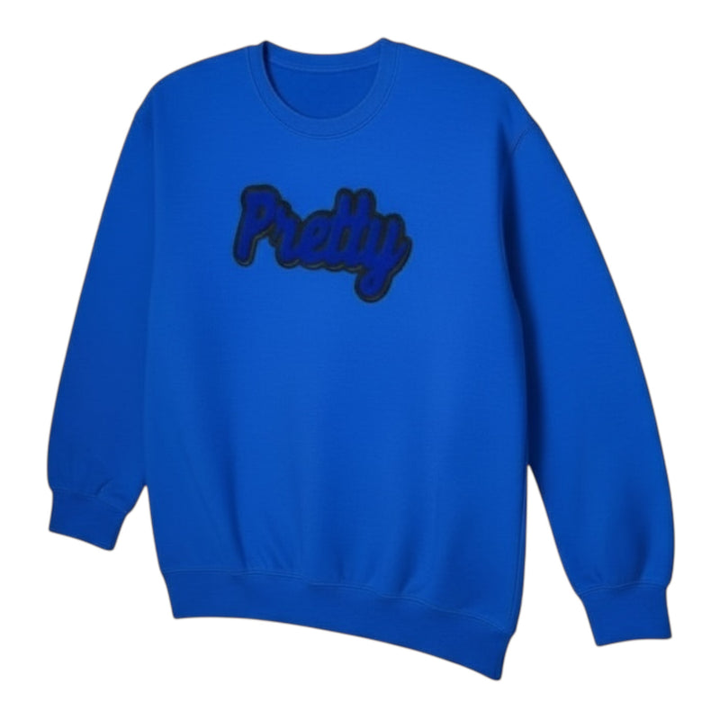 Pretty Sweatshirt Royal Blue Black Casual Wear Unisex