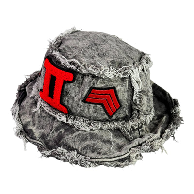 Distressed Denim Gemini Bucket Hat (Acid Wash Black)