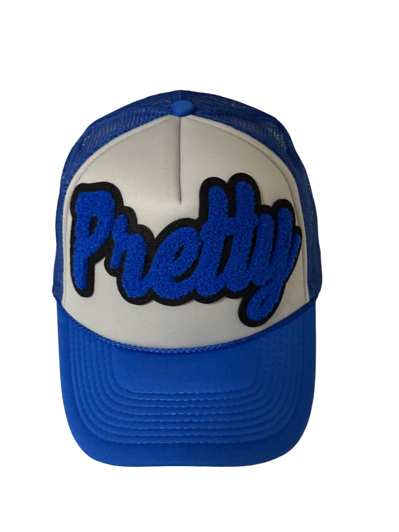 Customized Pretty Foam Trucker Hat (Gray/Royal Blue)