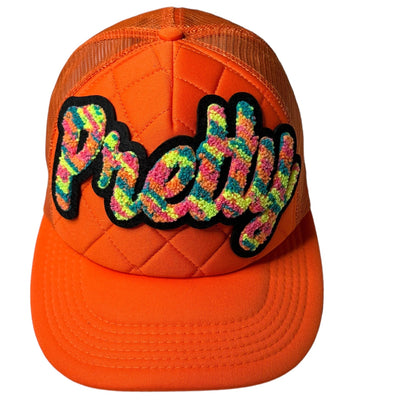 Pretty Hat, Quilted/Foam Trucker Hat (Orange/Multi) Reanna’s Closet 2