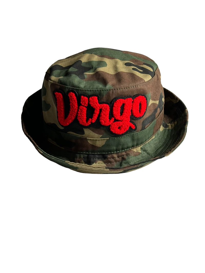 Camouflage Print Virgo Bucket Hat (Red)