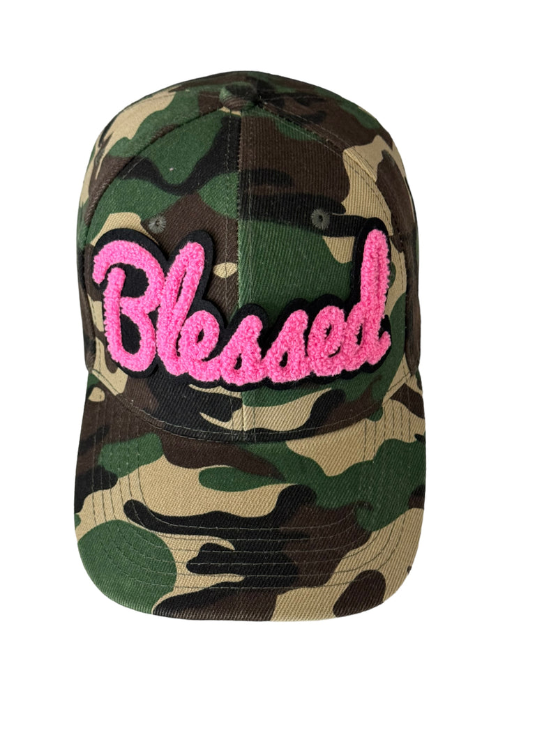 Blessed Camouflage Print Baseball Cap (Pink)