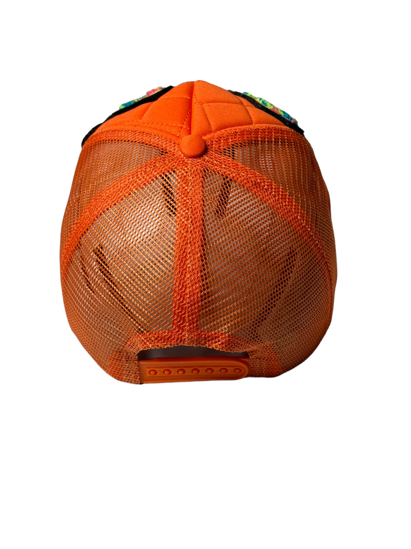 Pretty Hat, Quilted/Foam Trucker Hat (Orange/Multi)
