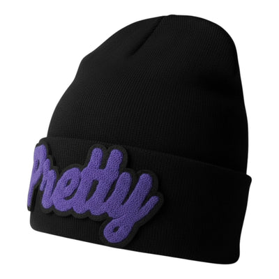 Pretty Beanie in Purple Black