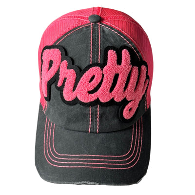 Pretty Distressed Trucker Hat with Mesh Back (Neon/Hot Pink) Reanna’s Closet 2