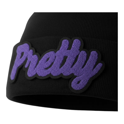 Pretty Beanie in Purple Black