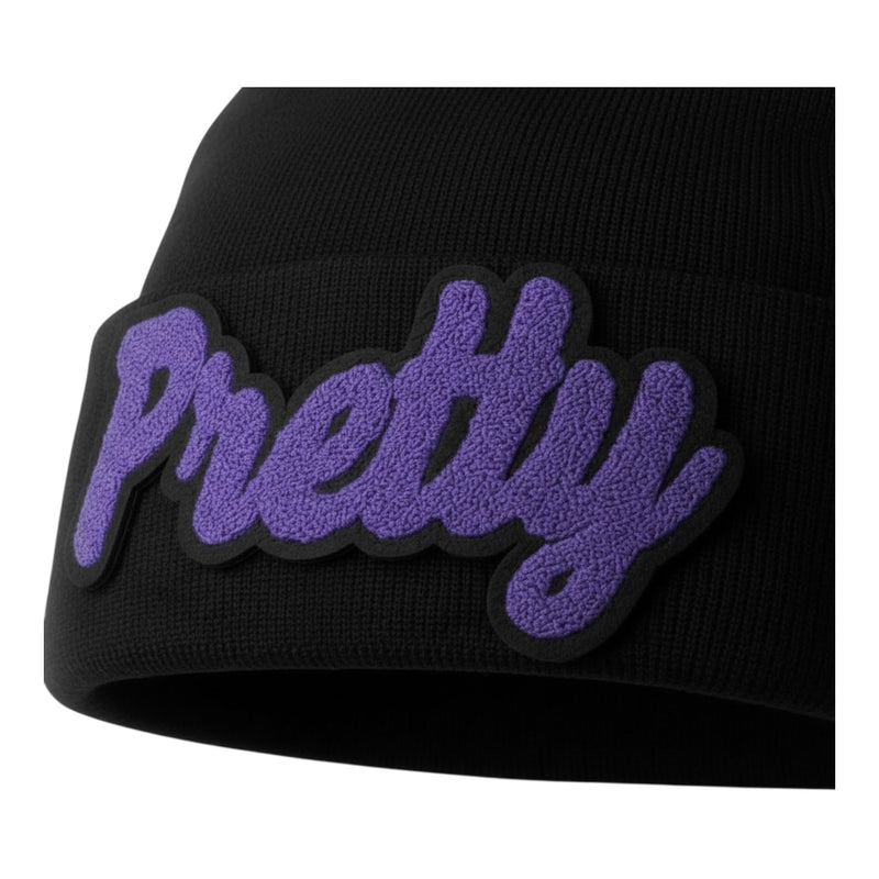Pretty Beanie in Purple Black