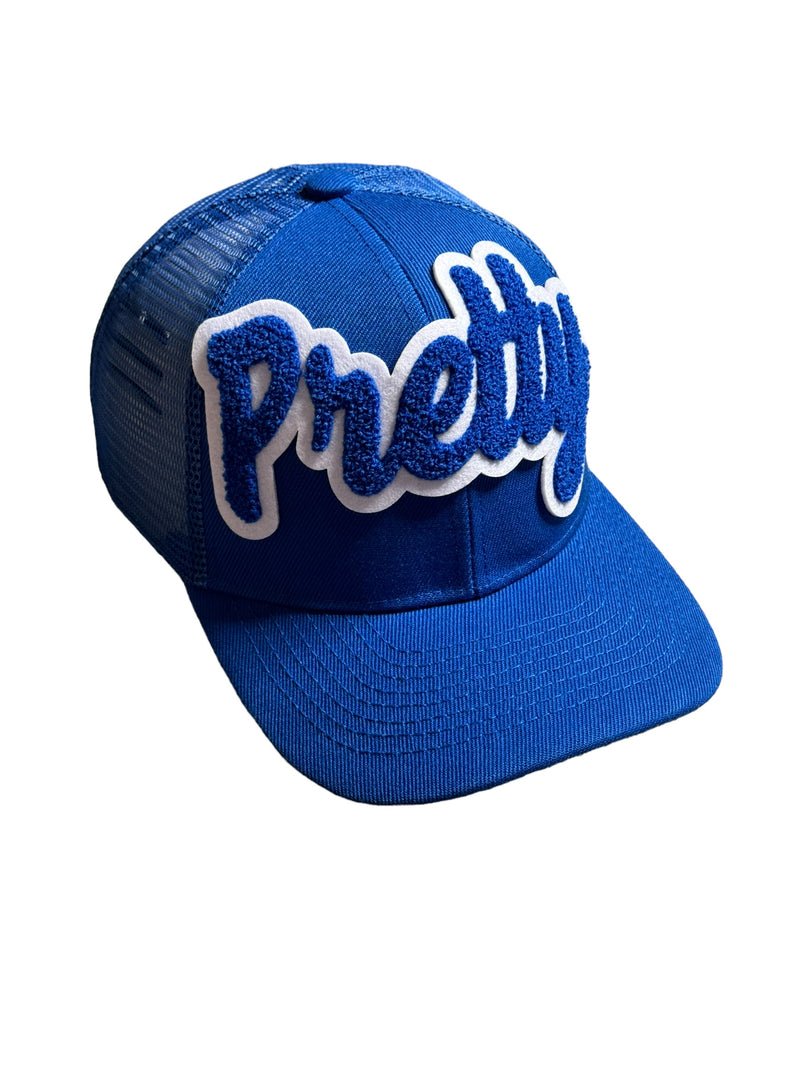 Pretty Trucker Hat With Mesh Back (Royal Blue/White)