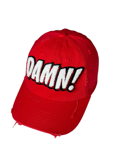 Damn Distressed Dad Hat (Red)