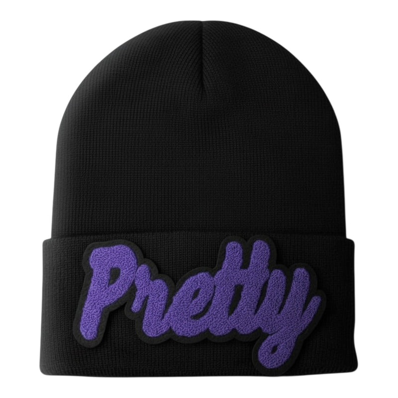 Pretty Beanie in Purple Black