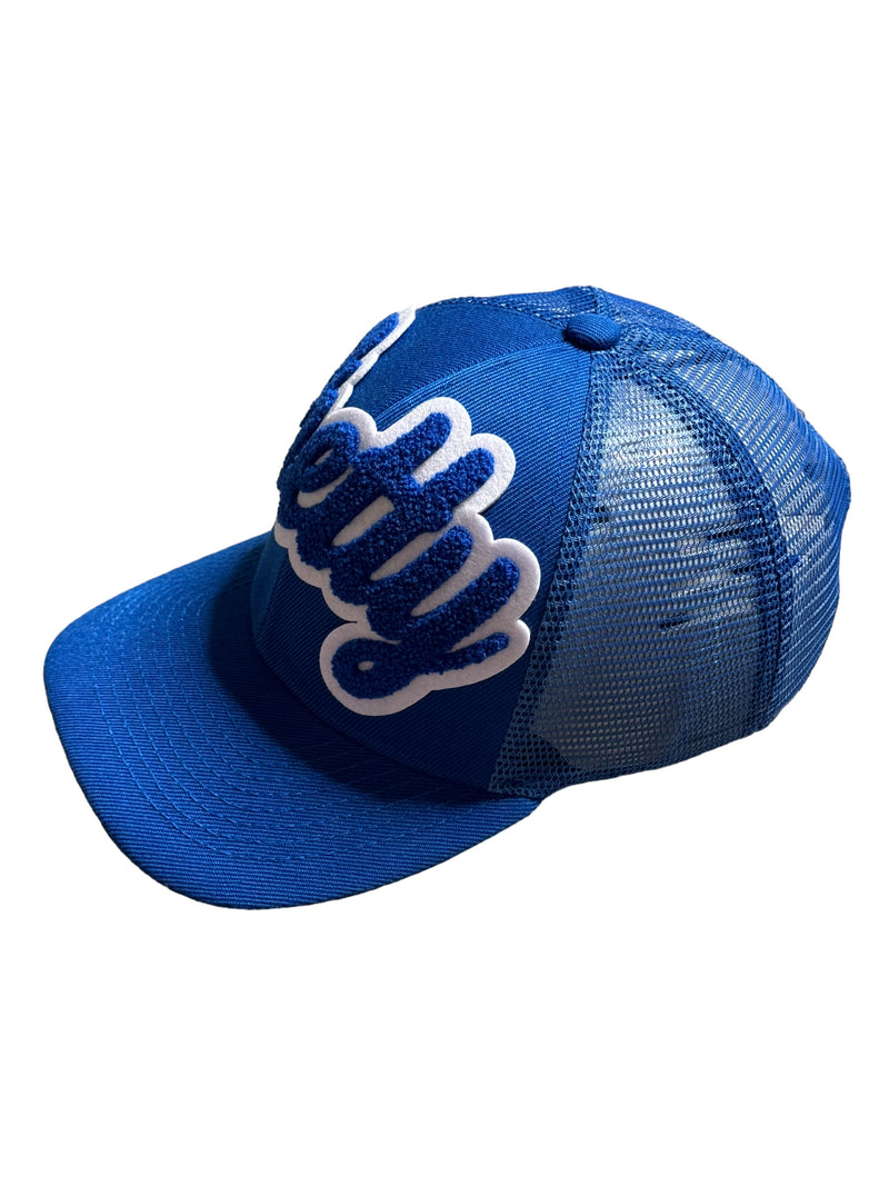 Pretty Trucker Hat With Mesh Back (Royal Blue/White)