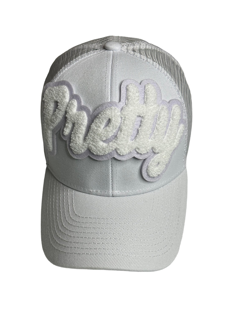 Pretty Trucker Hat With Mesh Back (White)