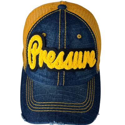 Pressure Hat, Distressed Trucker Hat with Gold Mesh Back Reanna’s Closet 2