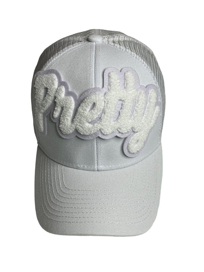 Pretty Trucker Hat With Mesh Back (White)