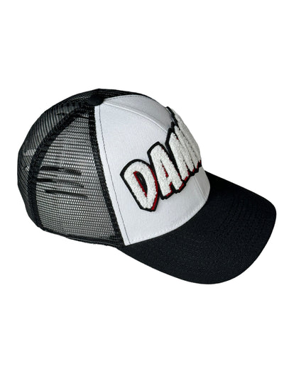 Damn Trucker Hat (Black/White/Red)