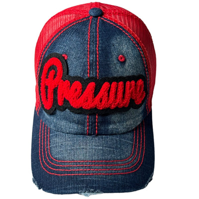 Pressure Hat, Distressed Trucker Hat with Red Mesh Back Reanna’s Closet 2