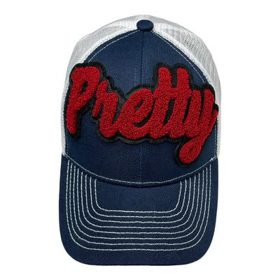 Pretty Trucker Hat With Mesh Back (Navy Blue/White/Maroon) Reanna’s Closet 2