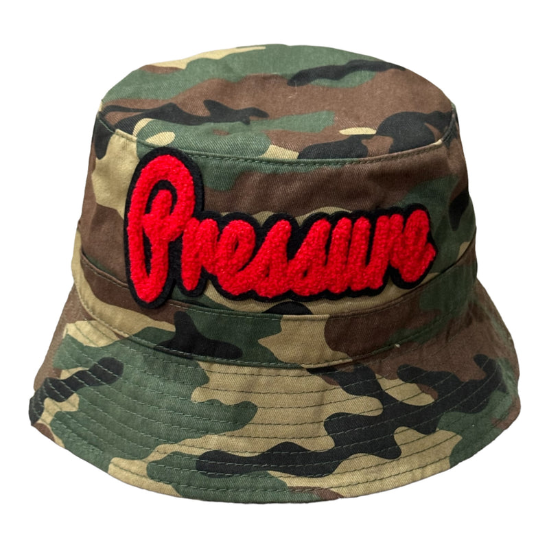 Camouflage Print Pressure Bucket Hat (Red)