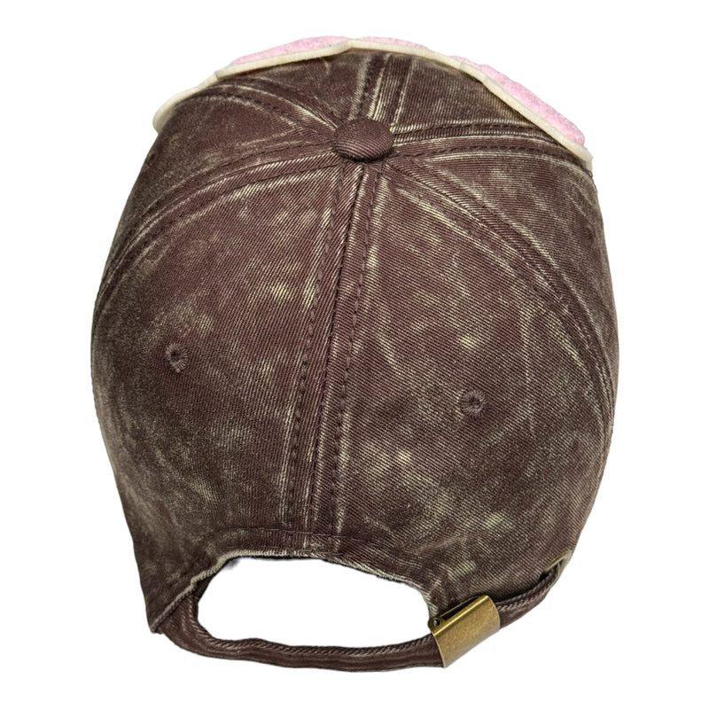 Pretty Distressed Baseball Cap (Brown/Pink/Cream)