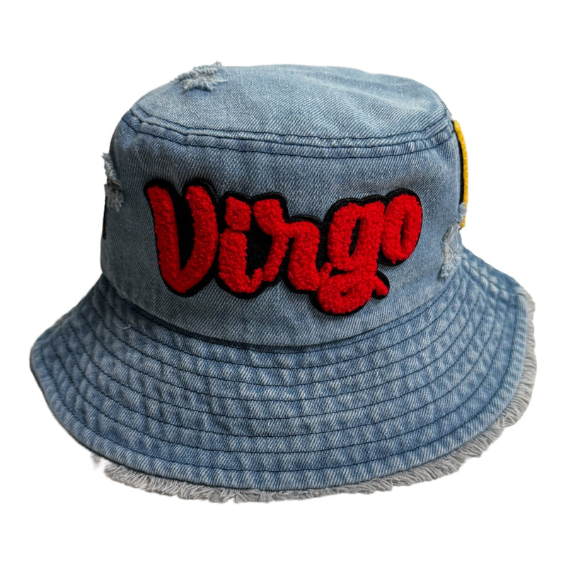 Distressed Denim Virgo Bucket Hat