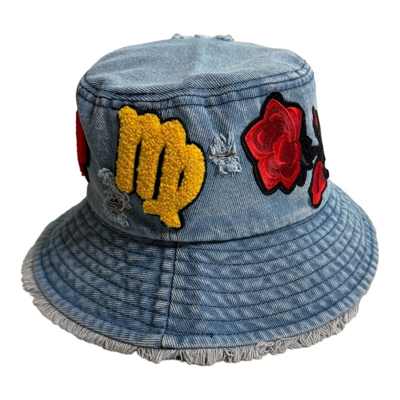 Distressed Denim Virgo Bucket Hat
