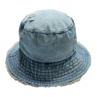 Distressed Denim Pretty Bucket Hat (Pink/Cream) Reanna’s Closet 2
