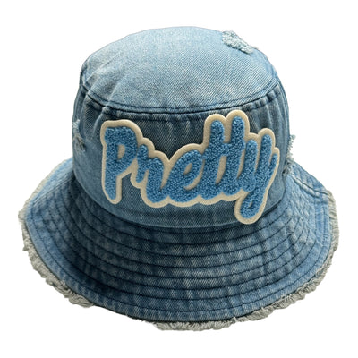 Distressed Denim Pretty Bucket Hat (Blue/Cream) Reanna’s Closet 2