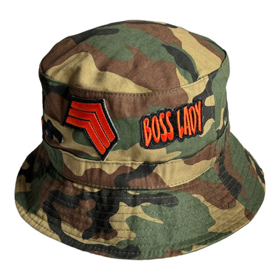 Remixed Camouflage Print Pretty Bucket Hat ( Orange)
