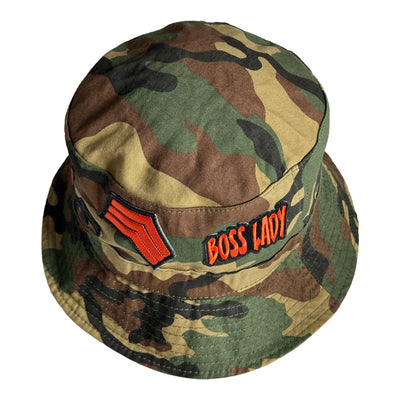 Remixed Camouflage Print Pretty Bucket Hat ( Orange)